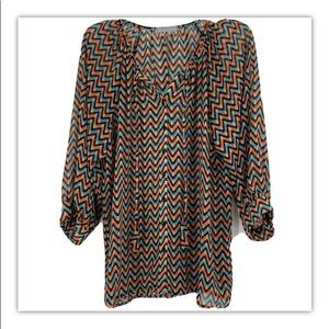 Olivia moon large Chevron peasant top tunic 9117